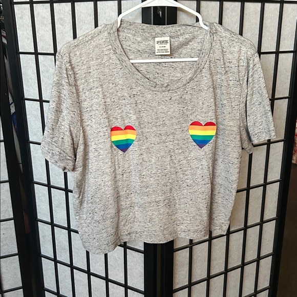 PINK Victoria's Secret Tops - PINK Victoria's Secret Gray Tee